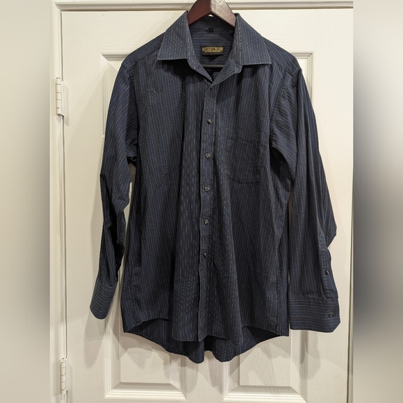 Donald Trump Long Sleeve Blue Striped Cotton Button Down, Size 16 1/2 34/35 - Picture 1 of 6